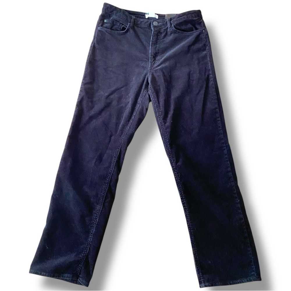 H&M Black Straight Leg Black Corduroy Pants Relaxed Fit Size 12 Classic Pants